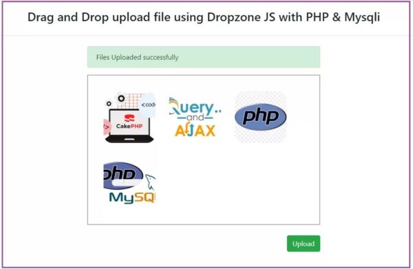 Drag and Drop upload file using Dropzone JS with PHP & Mysqli