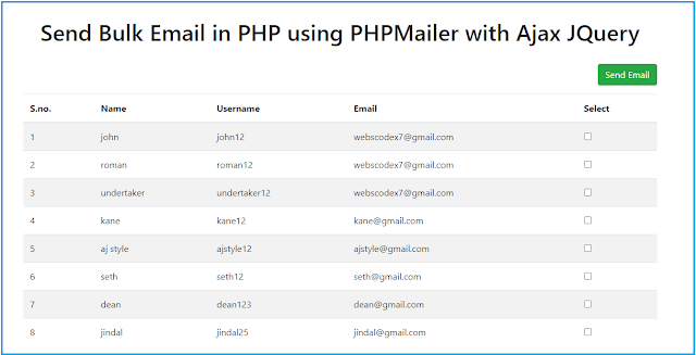 How to Send Bulk Emails in PHP using PHPMailer with Ajax jQuery