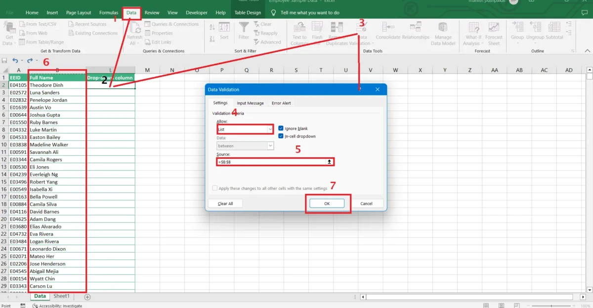 In this image we will create the drop down using excel 
